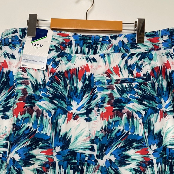 NWT Izod Golf Skort Women SZ 12 Blue Red White Abstract Geo Sporty Stretch Skirt - Picture 9 of 14